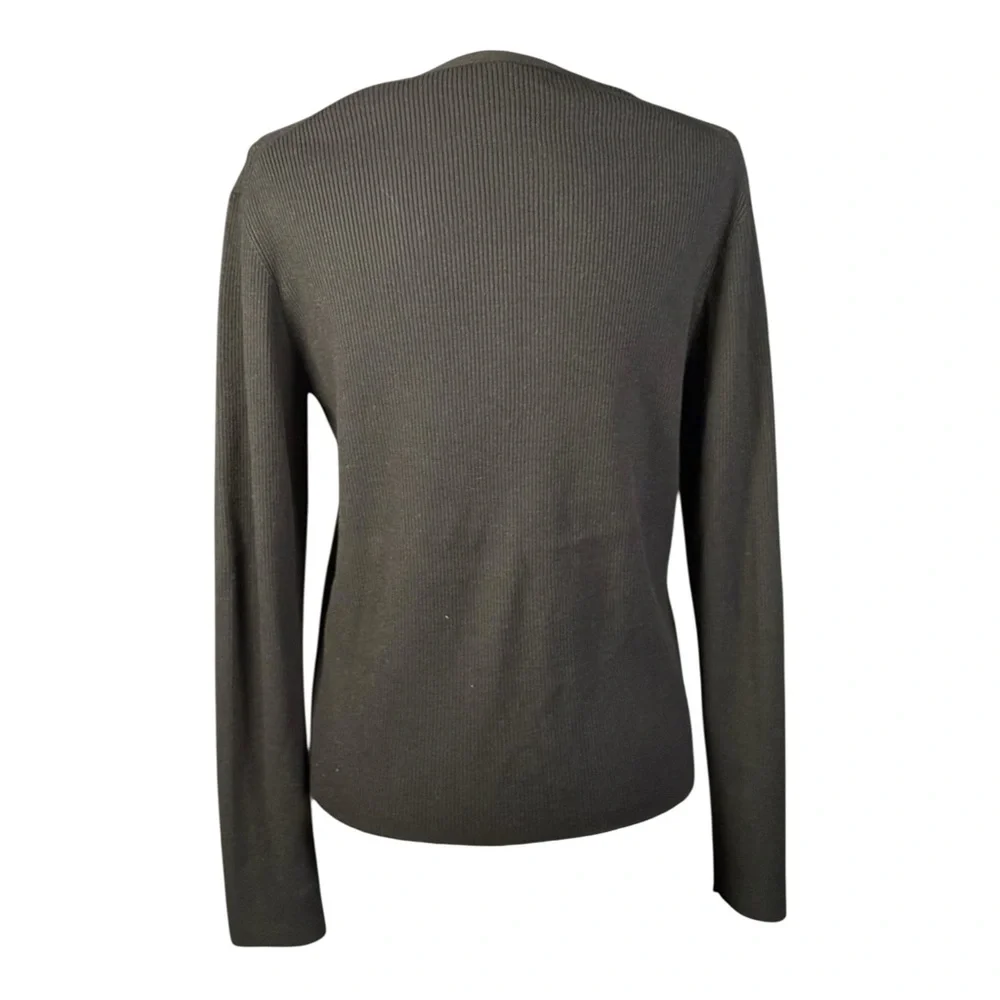 Max Studio Minimalist Black Ribbed Cardigan Sweater Button Front NWT Large - Picture 3 of 7